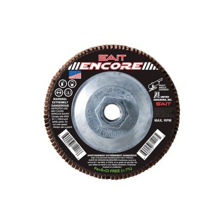 United Abrasives/Sait United Abrasives - Sait Encore Flap Disc T27 Encore 4-1/2"x 5/8-11" 36 Grit Zirconium 71215